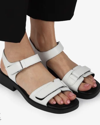 SANDALE Dama Piele Naturala CU INCHIDERE VELCRO CONFORTABILE CRL1373 ALB