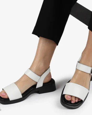 SANDALE Dama Piele Naturala CU CATARAMA CONFORTABILE CRL1372 ALB