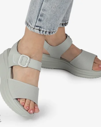 SANDALE Dama Piele Naturala CU CATARAMA CU TALPA INALTA CRL1371 GRI