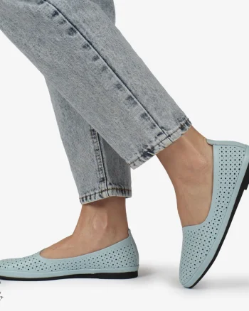 BALERINI dama din Piele naturala PERFORATA SLIP-ON CRL1358 ALBASTRU