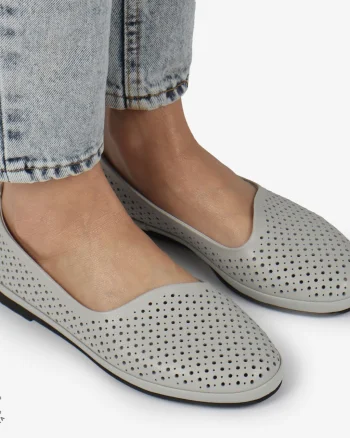 BALERINI dama din Piele naturala PERFORATA SLIP-ON CRL1358 GRI