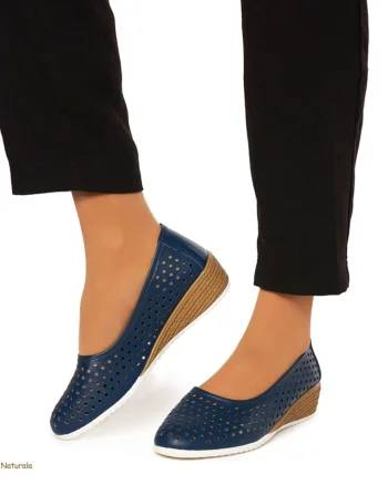 Balerini Dama Piele Naturala Slip-on CRL0075 BLEUMARIN