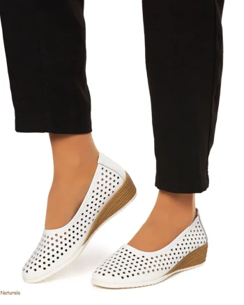 Balerini Dama Piele Naturala Slip-on CRL0075 ALB