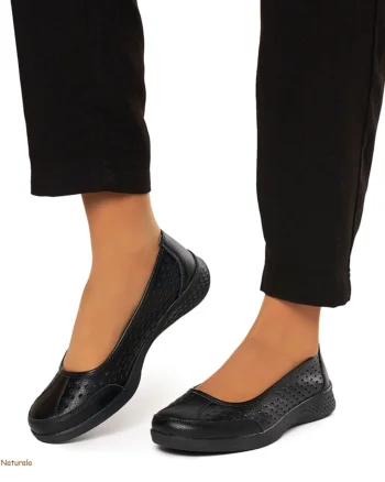 Balerini Dama Piele Naturala Slip-on CRL0073 NEGRU