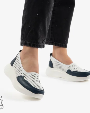 Balerini Dama Piele naturală CRL0103 ALB CU BEUMARIN