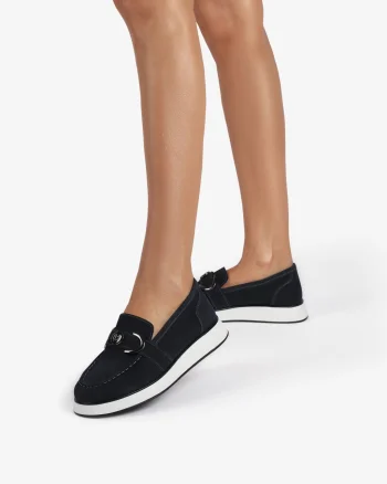 Mocasini dama din Piele Naturala Intoarsa CRL0840 NAVY