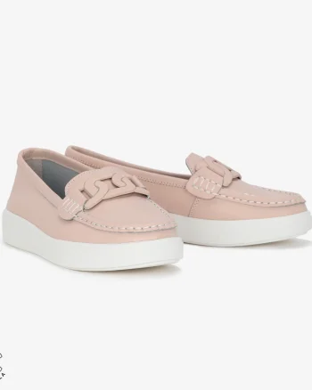 Mocasini Dama Piele Naturala cu talpa plata CRL0206 ROZ