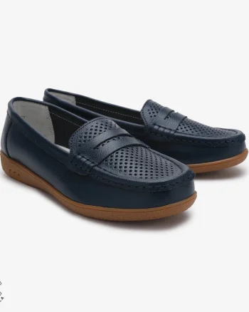 Mocasini dama din Piele Naturala CRL0712 BLEUMARIN