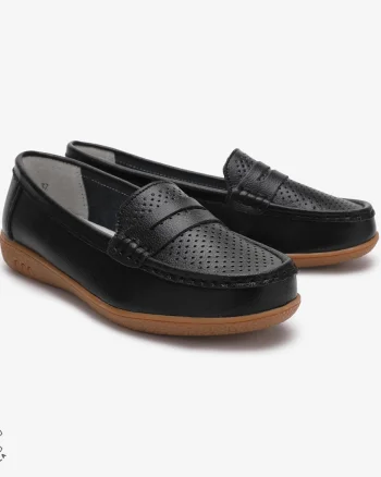 Mocasini dama din Piele Naturala CRL0712 NEGRU