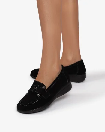 Mocasini dama din Piele Naturala CRL0844 NEGRU