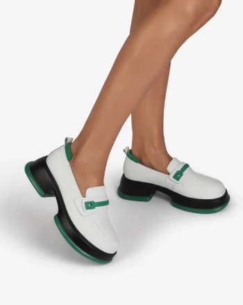 Mocasini dama din Piele Naturala CRL0841 ALB