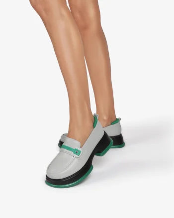 Mocasini dama din Piele Naturala CRL0841 GRI