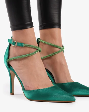Pantofi Eleganți dama din Piele Ecologică SATIN CRL1315 VERDE