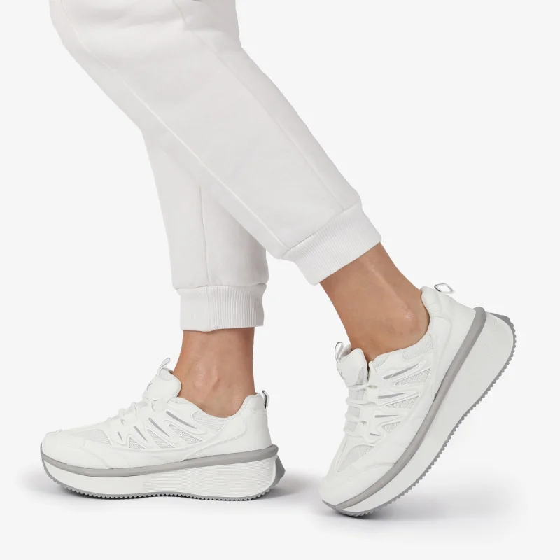 SNEAKERS din PIELE ECOLOGICA SI TEXTIL Multicolor CRL1279 ALB CU GRI