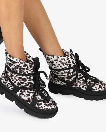 GHETE DAMA DIN FAS moderne cu imprimeu Leopard IMBLANITE CRL1257 Alb