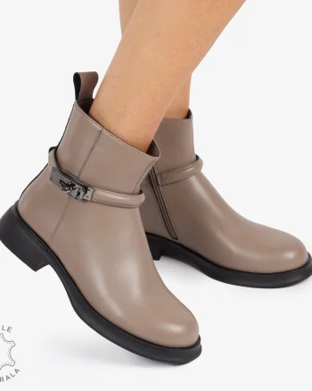 Ghete Dama Piele Naturala cu Cataramă Metalică CRL1241 BEJ