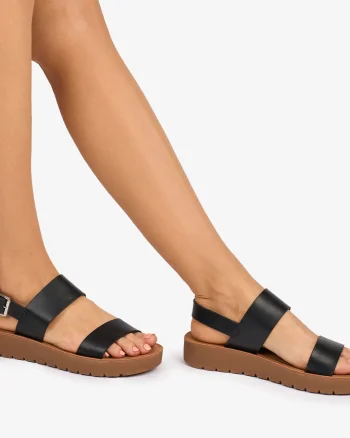 SANDALE dama din Piele ECOLOGICA CU BRETELE CRL1093 CULOARE: NEGRU