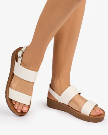 SANDALE dama din Piele ECOLOGICA CU BRETELE CRL1093 CULOARE: ALB