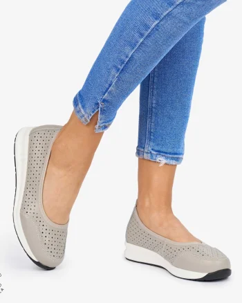 Balerini dama din Piele Naturala Slip-On CRL0721 CULOARE: GRI