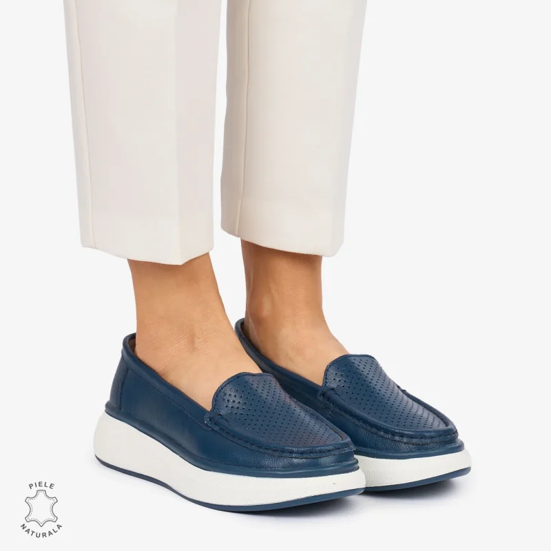 MOCASINI dama din Piele Naturala CRL1057 CULOARE: BLEUMARIN