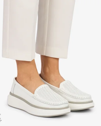 MOCASINI dama din Piele Naturala CRL1057 CULOARE: ALB