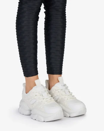 SNEAKERS din PIELE ECOLOGICA SI TEXTIL CRL1038 CULOARE: ALB