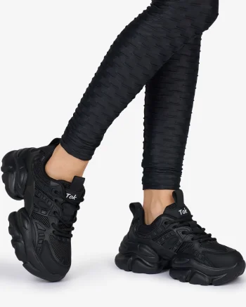 SNEAKERS din PIELE ECOLOGICA SI TEXTIL CRL1038 CULOARE: NEGRU