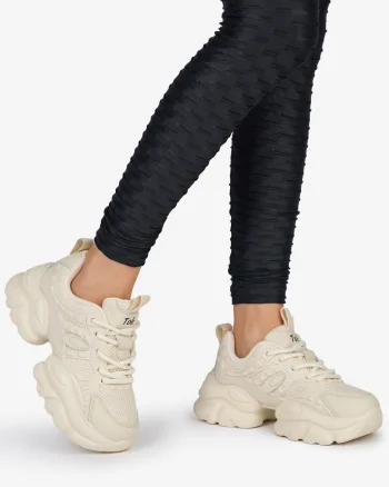 SNEAKERS din PIELE ECOLOGICA SI TEXTIL CRL1038 CULOARE: BEJ