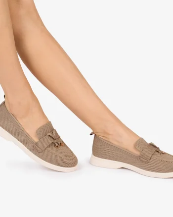MOCASINI dama TEXTIL CU DETALIU AURIU CRL1027 Culoare: KHAKI