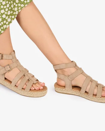 SANDALE Dama DIN PIELE ECOLOGICA INTOARSA CRL1022 Culoare: khaki