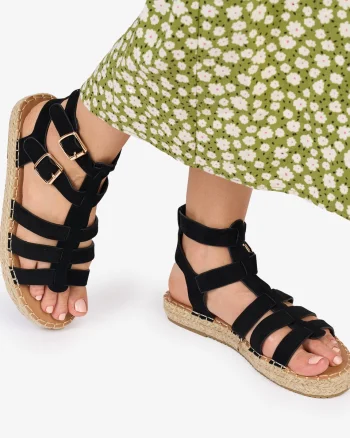 SANDALE Dama DIN PIELE ECOLOGICA INTOARSA CRL1022 Culoare: NEGRU