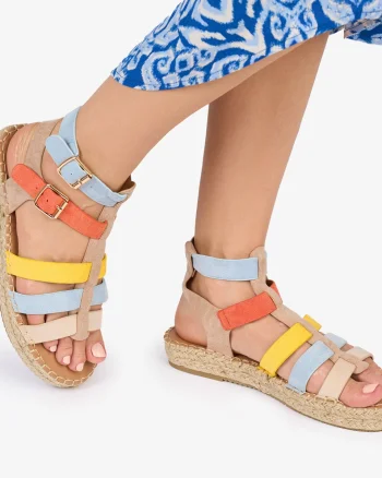 SANDALE Dama DIN PIELE ECOLOGICA INTOARSA CRL1022 Culoare: ALBASTRU