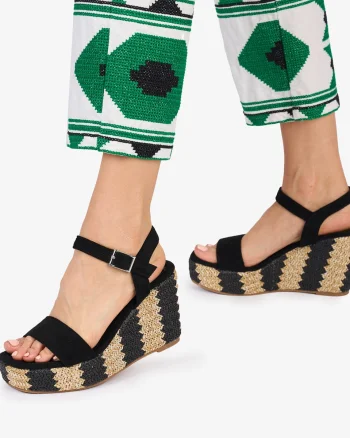 SANDALE Dama DIN PIELE ECOLOGICA INTOARSA CU PLATFORMA CRL1021 Culoare: NEGRU