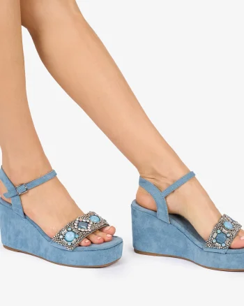 SANDALE dama Piele ECOLOGICA STRASURI SI PIETRE CRL1012 Culoare: ALBASTRU