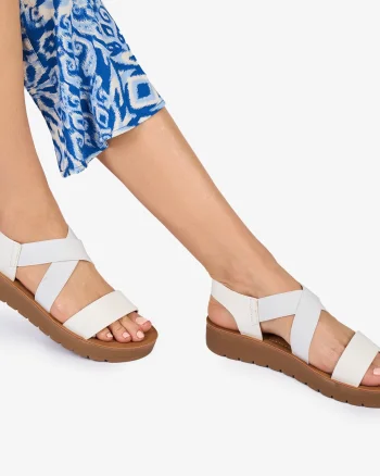 SANDALE dama Piele ECOLOGICA CRL1009 CU ELASTIC Culoare:ALB