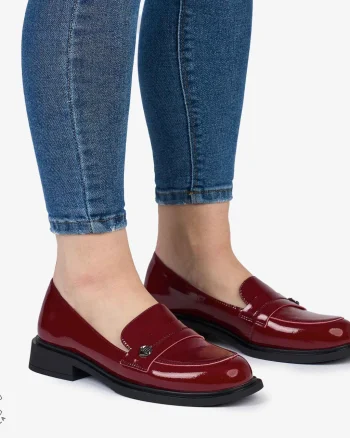 MOCASINI dama din Piele Naturala cu model CRL0994 Bordo