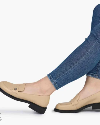 MOCASINI dama din Piele Naturala cu model CRL0994 bej