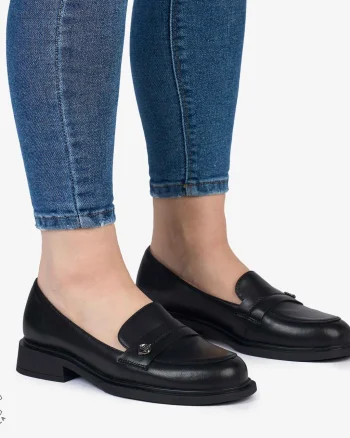 MOCASINI dama din Piele Naturala cu model CRL0994 Negru