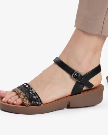 Sandale din Piele Ecologica CRL0160 NEGRU