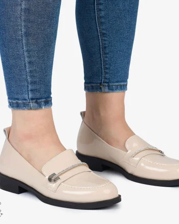 Mocasini dama din Piele Naturala LACUITA CRL0985 BEJ