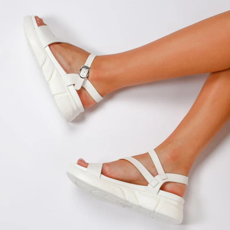 Sandale dama din Piele Ecologica CRL0211 Alb