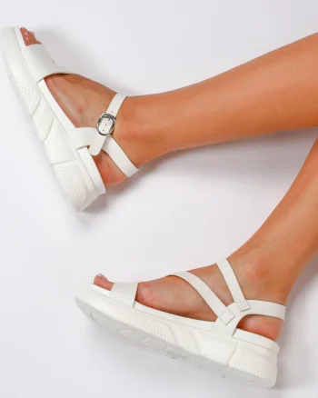 Sandale dama din Piele Ecologica CRL0211 Alb