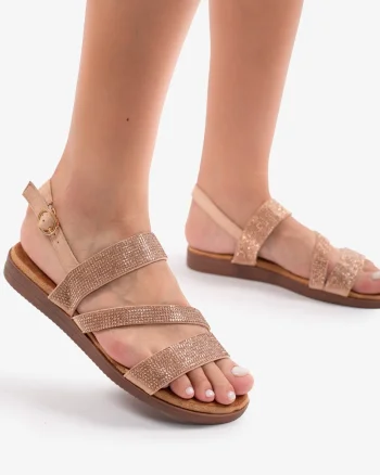 Sandale dama din Piele Ecologica CRL0148 Champagne