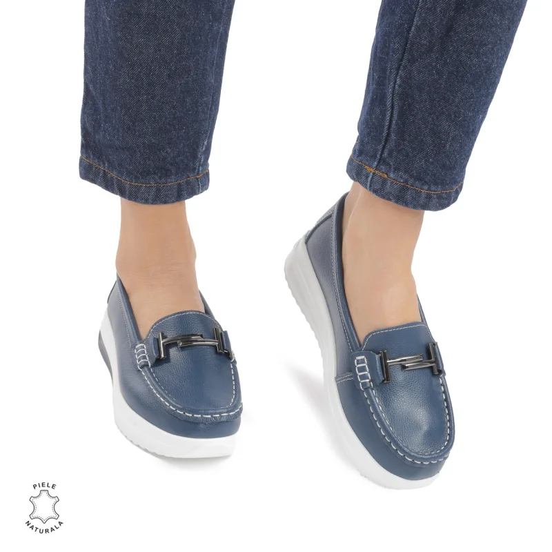 Mocasini DAMA din PIELE Naturala CRL0941 CULOARE: NAVY