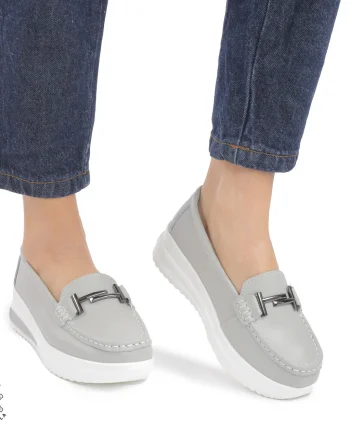 Mocasini DAMA din PIELE Naturala CRL0941 CULOARE: Gri