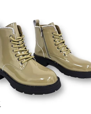 GHETE DAMA din PIELE NATURALA LUCIOASA CRL0896 CULOARE:Verde
