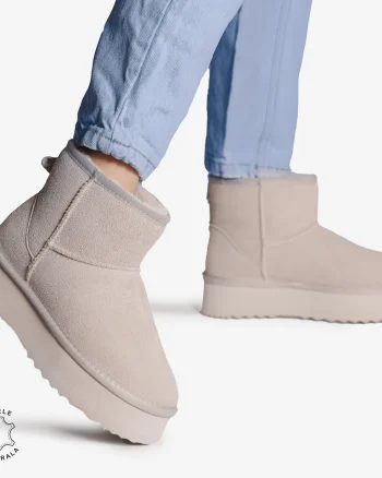 CIZME TIP UG DAMA din PIELE NATURALA INTOARSA CRL0893 CULOARE:GRI