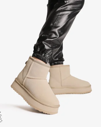 CIZME TIP UG DAMA din PIELE NATURALA INTOARSA CRL0893 CULOARE: BEJ