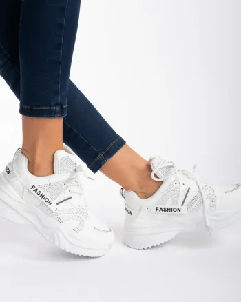 SNEAKERS din PIELE ECOLOGICA CU STRAS in stil Zig-Zag,Usori CRL0865