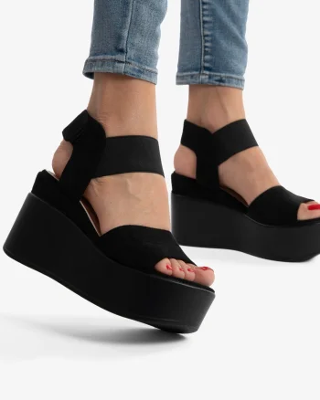 SANDALE DIN PIELE ECOLOGICA CU PLATFORMA CRL0750 Negru